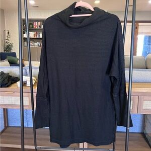 Free People Black Waffle Knit Top size M